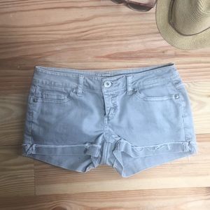 Aeropostale Grey denim jean shorts size 0. 2.5” inseam